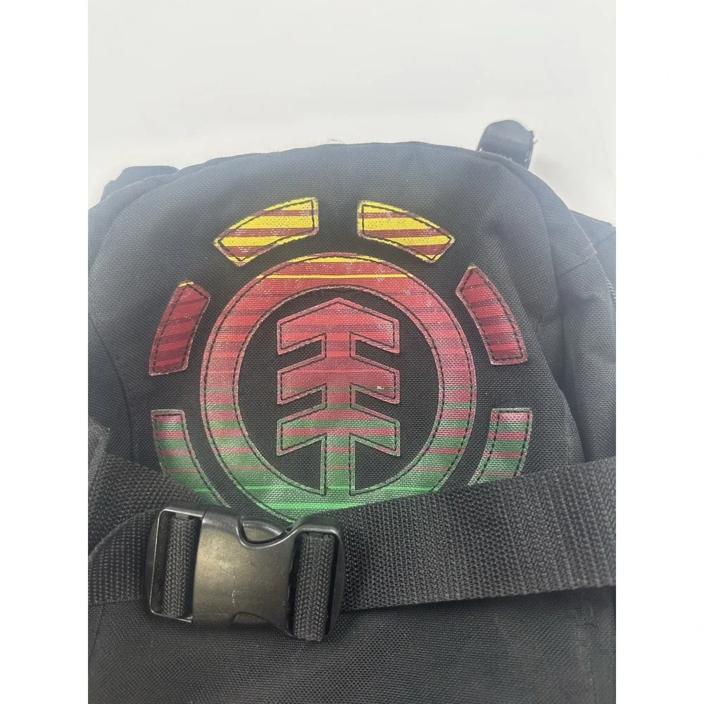 Element Black Mohave Skateboard Backpack Bag Rasta Logo